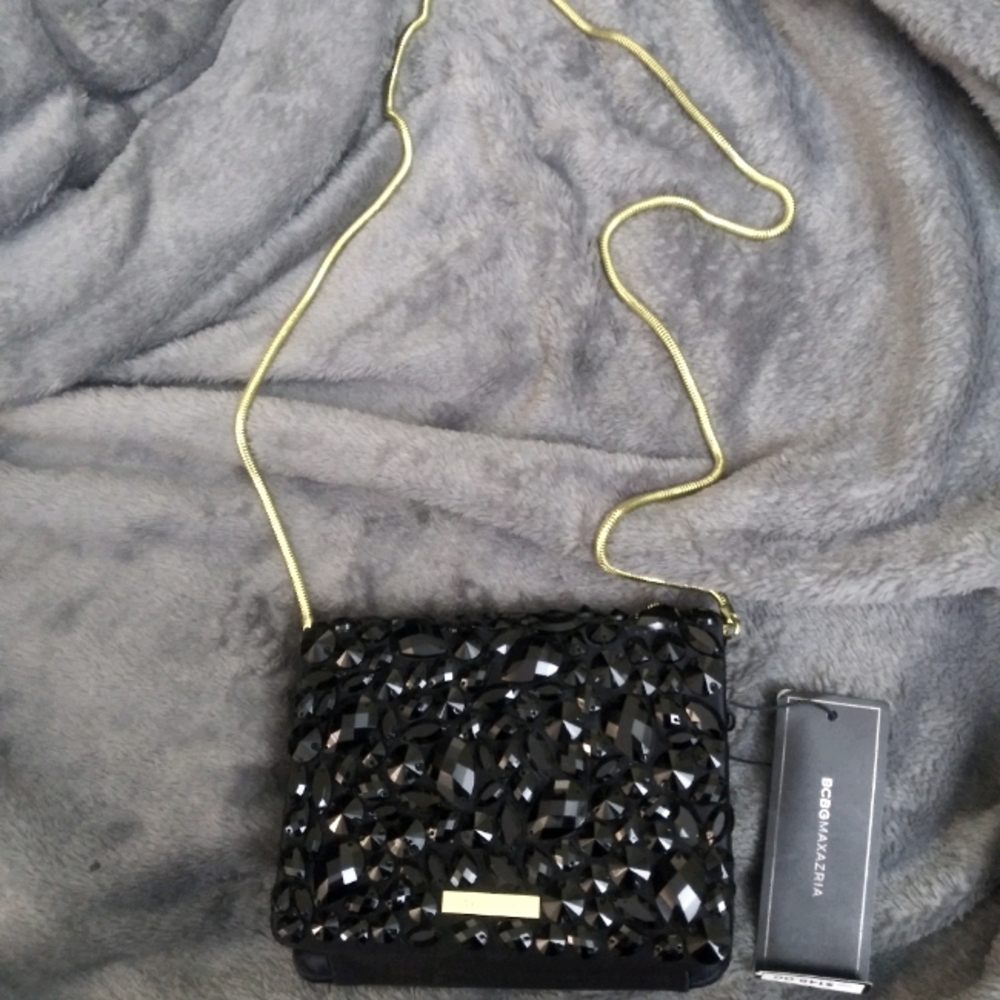 New BCBG  black clutch